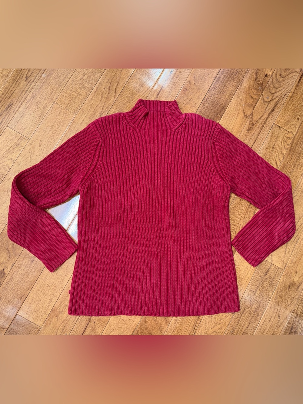 Ralph Lauren 100% Cotton Ribbed Mock Neck Sweater - Red